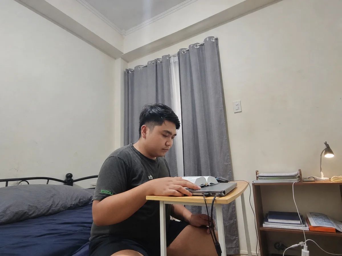 Participant 3 studying in a bedroom