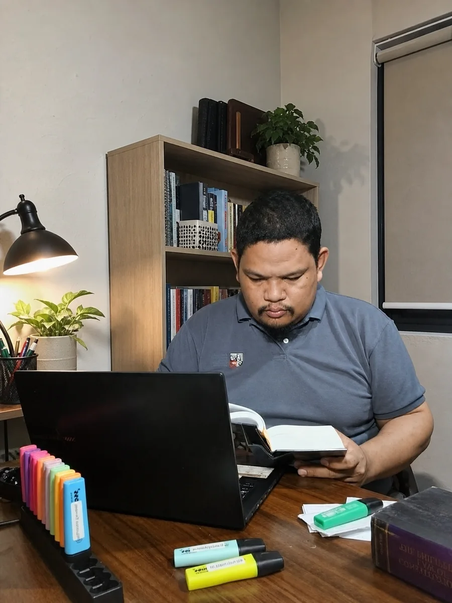 Participant 4 studying in a condo library